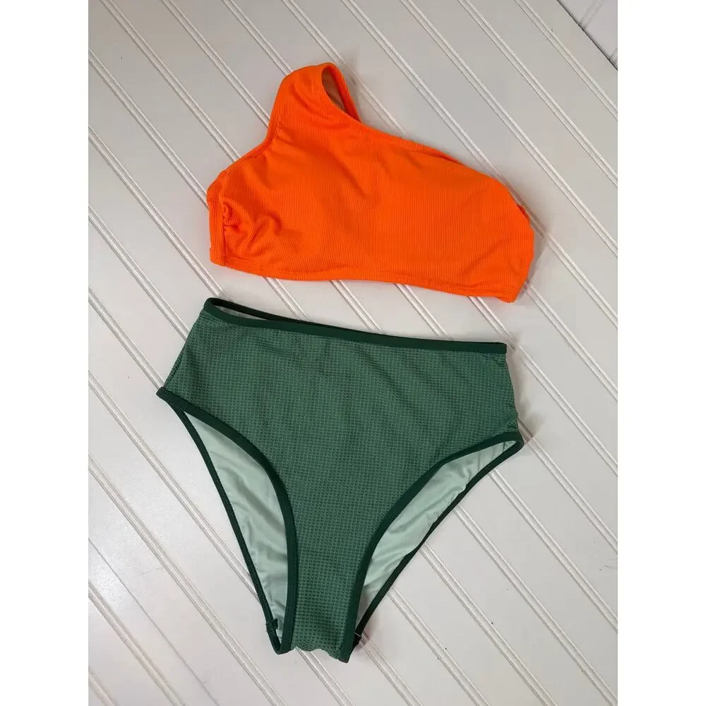 Cupshe Two Piece Swimsuits One Shoulder Top & Bikini Bottoms Bundle Swim Small
